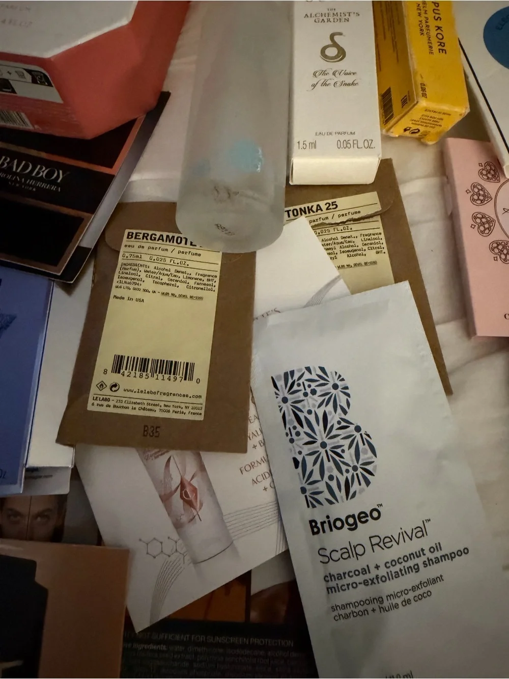 Assorted Beauty & Fragrance Sample Lot - Neutral, Pink, Gold Accents